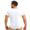 Kaerm Men Adults One Piece Round Neck Leotard Short Sleeves Press Crotch T-shirt Bodysuit Romper Pajamas White XX-Large view 3