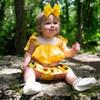 Newborn Infant Baby Girl Sunflower Print Clothes Strap Crop Tops Tutu Skirt Shorts Headband 3Pcs Summer Outfit Set (Yellow,0-6 Months) view 2