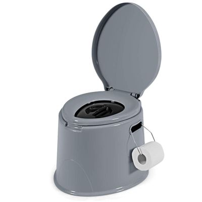 Giantex Portable Travel Toilet with Detachable Inner Bucket and Removable Paper Holder, Lightweight Outdoor & Indoor Toilet for Camping, Hiking, RV, Boating and Trip, Porta Potty