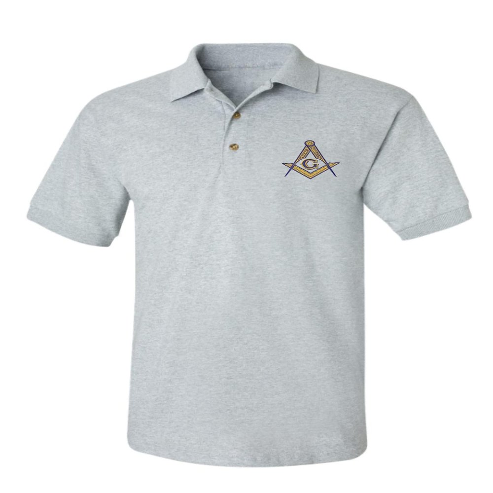 ALLNTRENDS Men's Polo T Shirt Mason Symbol Embroidered Freemasonry Shirt (S, Sporty Grey)