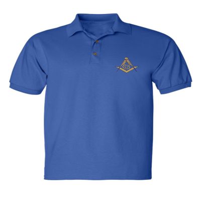 ALLNTRENDS Men's Polo T Shirt Mason Symbol Embroidered Freemasonry Shirt (M, Royal Blue)