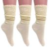 AWS/American Made Cotton Lightweight Slouch Socks for Women Extra Thin Socks Size 9 to 11 (Ecru - 3 Pairs) view 1