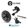 Box Three 1x9 Prime 9 Multi-Shift Cycling Groupset Mountain Bike - Matte Black, 9 Speed 1x Drivetrain Shifter, Rear Derailleur, Freehub Bike Cassette, Chain | Box Components view 2