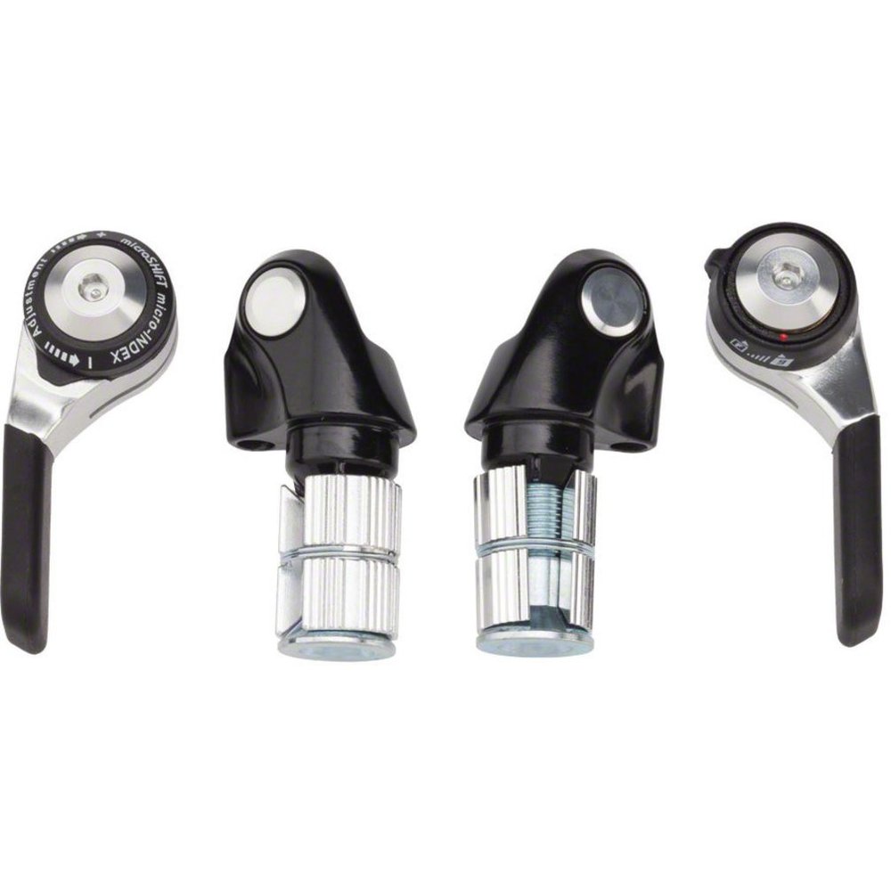 microSHIFT | Bar End Shifter Set | 9-Speed Road | Double/Triple | Shimano Compatible | Silver