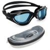 AqtivAqua Swim Goggles Swimming Goggles for Adult Men Women Kids 6-14 Youth Girls Boys Childrens DX-S (All Black frame, Silver case, Shade lens) view 2