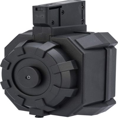 Evike Airsoft - Angel Custom 2000 Round Blok Firestorm AEG Airsoft Drum Flashmag (Color: Black/Airsoft M14)