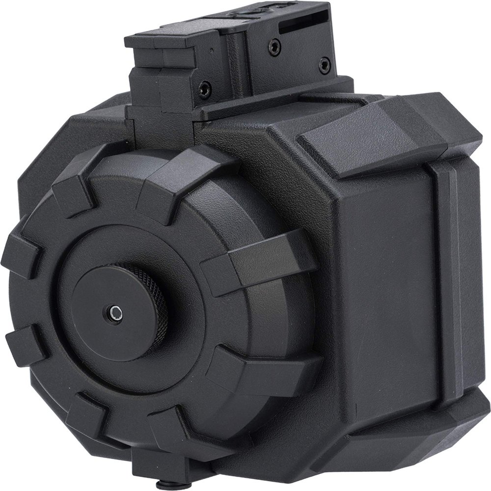 Evike Airsoft - Angel Custom 2000 Round Blok Firestorm AEG Airsoft Drum Flashmag (Color: Black/AK)