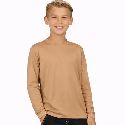 INGEAR Boys UPF 50+ Rash Guard Swim Shirt  Quick-Dry Lightweight Sun Protection for Swimming, Surfing & Beach, XSXL(Tan, Large)