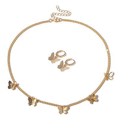 Bonayabo Butterfly Choker Necklace Fairy Insect Necklace Drop Dangle Earrings Jewelry Set Gift for Women Gold