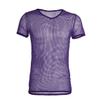 Aislor Men's Fishnet See Through Casual Short Sleeve T-Shirt Muscle Top Sport Tank Top Clubwear Purple Medium view 2
