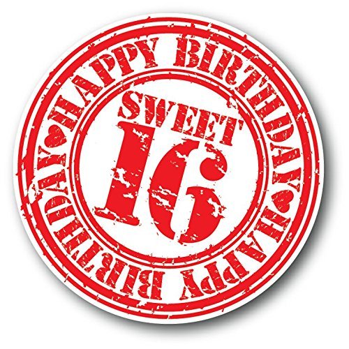 Zirni Happy Birthday Sweet Sixteen 16 Grunge Stamp Sticker Decal Design
