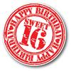 Zirni Happy Birthday Sweet Sixteen 16 Grunge Stamp Sticker Decal Design view 1