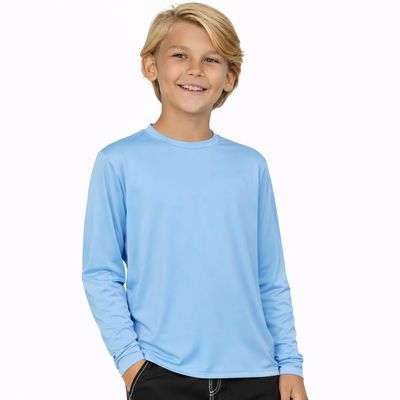 INGEAR Boys UPF 50+ Rash Guard Swim Shirt  Quick-Dry Lightweight Sun Protection for Swimming, Surfing & Beach, XSXL(Sky Blue, X-Large)