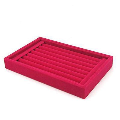 Magik 1-2 Pc Velvet Jewelry Ring Display Organizer Tray Holder Earring Storage Box Case 8.86 * 5.7 * 1.2inch (1, Hot Pink)