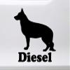 Minglewood Trading Grey - German Shepherd with Personalized Name Vinyl Decal V2 - Dog Puppy GSD - Die Cut Sticker - 6w x 6h inches view 1