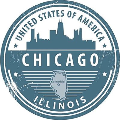 Zirni Chicago City Illinois USA United States Travel Grunge Stamp Sticker Decal Design