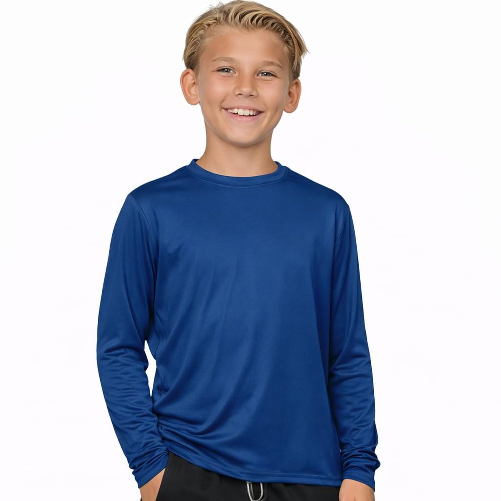 INGEAR Boys UPF 50+ Rash Guard Swim Shirt Quick-Dry Lightweight Sun Protection for Swimming, Surfing & Beach, XSXL(Navy, Medium)
