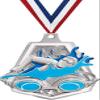 Crown Awards 2" Silver Swimming Medals, Shiny Captain Swim Award with Free Neck Ribbon 50 Pack view 1