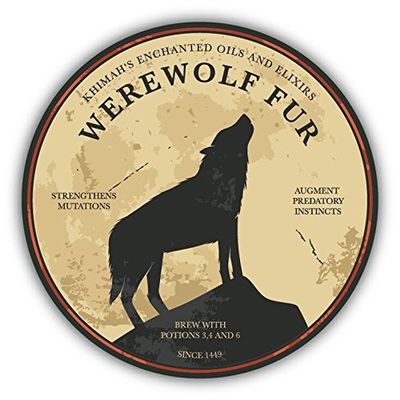 Zirni Halloween Potion Werewolf Fur Vintage Sticker Decal Design