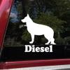 Minglewood Trading Green - German Shepherd with Personalized Name Vinyl Decal V2 - Dog Puppy GSD - Die Cut Sticker - 6w x 6h inches view 2