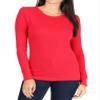 Pro Club Women's Long Sleeve Thermal Crew Neck Tee, Red, Medium view 1