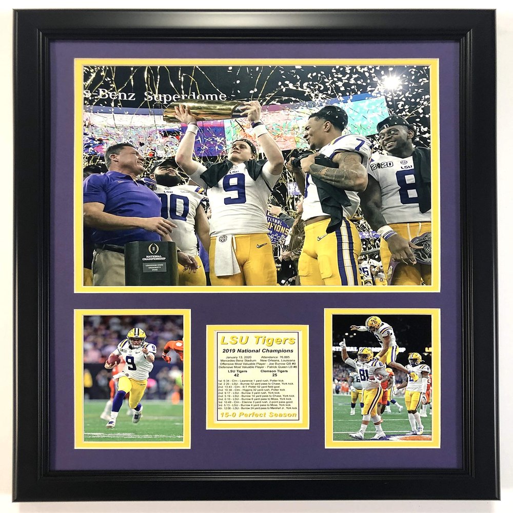 2019 LSU Tigers CFP National Champions Undefeated Season - Celebration - Framed 18"x22" Double Matted Photos