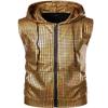 ZEROYAA Mens Hipster Metallic Sequins Zip Up Sleeveless Hooded Vest T Shirt with Kangaroo Pocket ZLSV17 Gold Small view 1