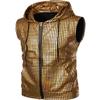 ZEROYAA Mens Hipster Metallic Sequins Zip Up Sleeveless Hooded Vest T Shirt with Kangaroo Pocket ZLSV17 Gold Small view 4