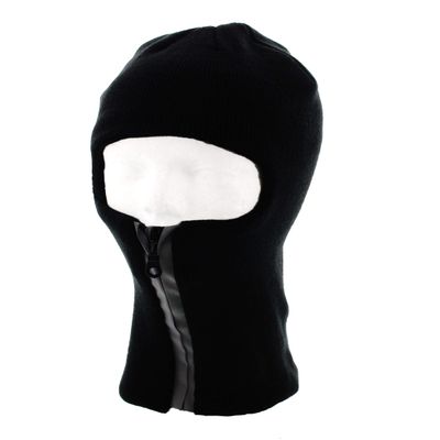 JFH Full Face Ski Mask with Reflective High Visibility Zipper (Solid Black)