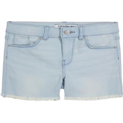 Calvin Klein Girls' Jean Shorts, Stretch Denim, Boyfriend Fit, Mid to High Rise, Stratus/Cut Off, 10