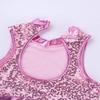 Alvivi Kids Girls Two-Piece Sequins Sports Dance Outfit Crop Top with Shorts Gymnastics Dancing Swimming Tankini Costume Pink Mock Neck 8-10 view 4