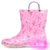 HugRain Toddler Girls Rain Boots Little Kids Baby Light Up Printed Waterproof Shoes Lightweight Rubber Adorable Flamingo Pink with Easy-On Handles Non Slip (Size 10,Pink) view 1