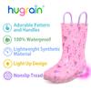 HugRain Toddler Girls Rain Boots Little Kids Baby Light Up Printed Waterproof Shoes Lightweight Rubber Adorable Flamingo Pink with Easy-On Handles Non Slip (Size 10,Pink) view 2