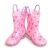HugRain Toddler Girls Rain Boots Little Kids Baby Light Up Printed Waterproof Shoes Lightweight Rubber Adorable Flamingo Pink with Easy-On Handles Non Slip (Size 10,Pink) view 3
