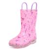 HugRain Toddler Girls Rain Boots Little Kids Baby Light Up Printed Waterproof Shoes Lightweight Rubber Adorable Flamingo Pink with Easy-On Handles Non Slip (Size 10,Pink) view 4