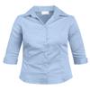 NE PEOPLE Girl's Simple Casual 3/4 Sleeve Roll Up Button Down Blouse Shirts Blue view 1