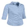 NE PEOPLE Girl's Simple Casual 3/4 Sleeve Roll Up Button Down Blouse Shirts Blue view 2