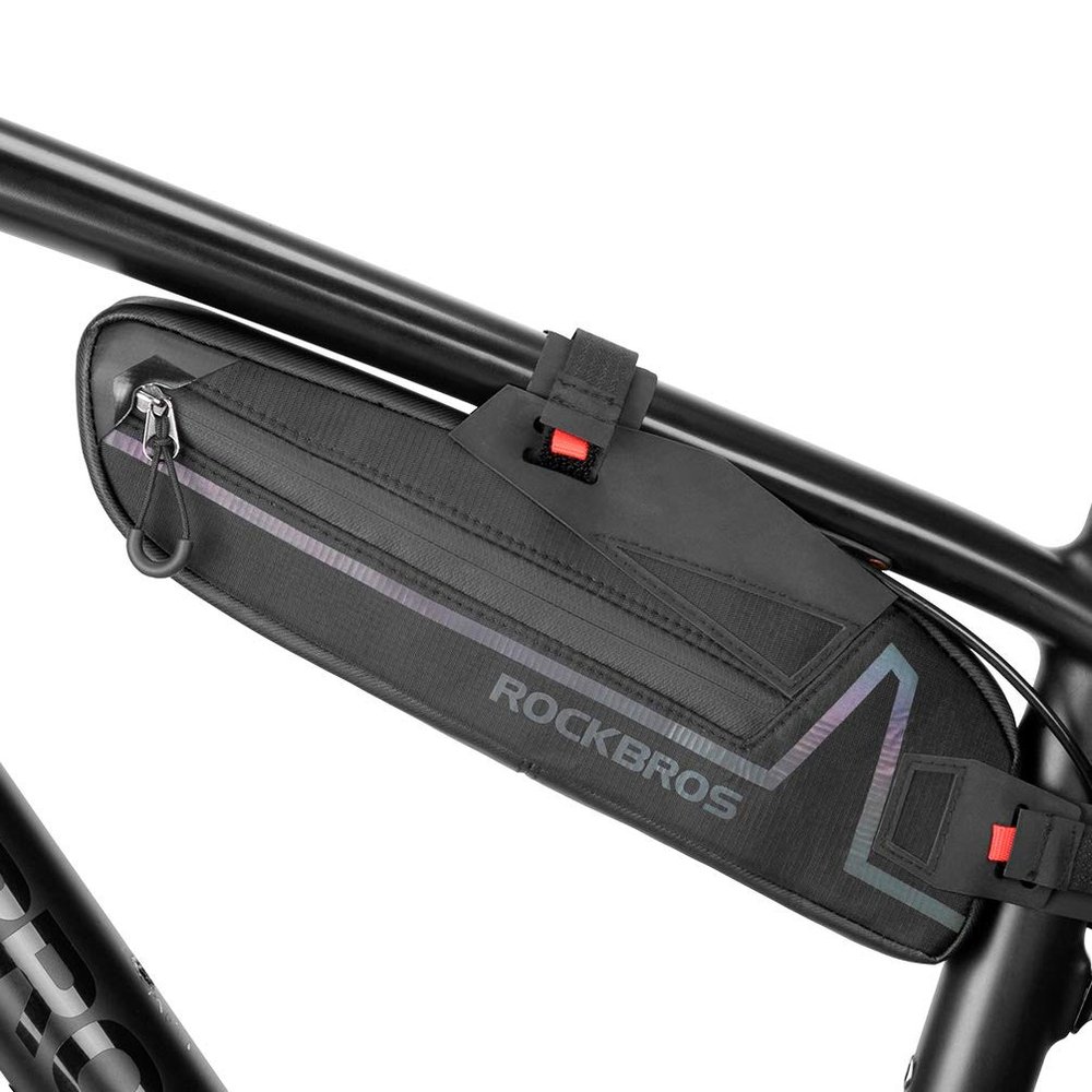 ROCKBROS Bike Frame Bag Bike Triangle Bag Water Resistant Bicycle Under Top Tube Bag Colorful Reflective 1.5L Large Capacity Bike Storage Bag for Mountain Road Bike Tools Accessories