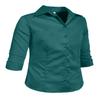 NE PEOPLE Girl's Simple Casual 3/4 Sleeve Roll Up Button Down Blouse Shirts Teal view 2