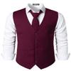 ZEROYAA Men's Hipster Urban Design 3 Pockets Business Formal Dress Vest for Suit Tuxedo ZLSV16 Wine Red X-Large view 1