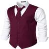 ZEROYAA Men's Hipster Urban Design 3 Pockets Business Formal Dress Vest for Suit Tuxedo ZLSV16 Wine Red X-Large view 2