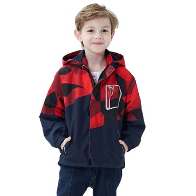 MGEOY Boys Rain Jacket Lightweight Waterproof Hooded Fleece Lined Raincoat Windbreakers for Kids Red 8/9