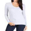 Pro Club Women's Long Sleeve Thermal V-Neck Tee, Heather Gray, 3X-Large view 1