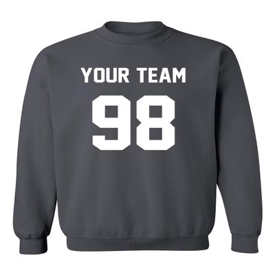 Add Your Own Name and Number Custom Jersey Sports Crewneck Sweatshirt (Small, Charcoal)