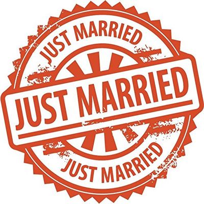 Zirni Just Married Wedding Round Stamp Sticker Decal Design