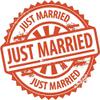 Zirni Just Married Wedding Round Stamp Sticker Decal Design view 1