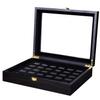 RECHIATO Championship Ring Display Case Display Case for Sports Rings baseball Ring display Wooden Box (30 Slots, Flat, Black) view 1