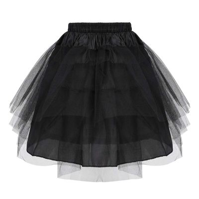 YiZYiF Girls Kids Princess Hoopless Petticoat Crinoline Flower Girl Wedding Dress Puffy 3 Layers Tutu Skirts 3 Layers Black One Size