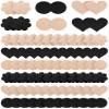 30 Pairs Nipple Cover Pasties Disposable Nipple Covers No Show Satin Breast Stickers Self Adhesive Breast Pasties for Women Rave Party Black and Beige view 1