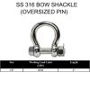 Prolinemax Marine Grade Stainless Steel Bow Shackle 5/8" with Cotter Pin Lock view 3